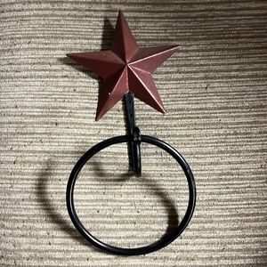 Primitive red star towel holder
